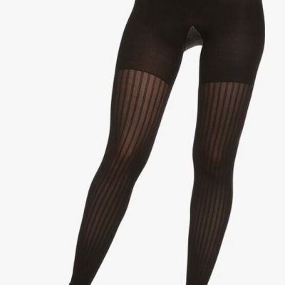 NWT Spanx Star Power Center Stage Patterned Shaping Tights Ribbed Row SZ C Black